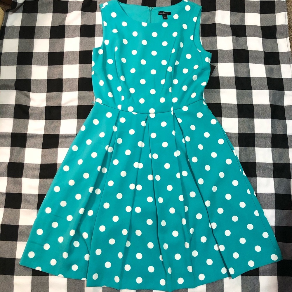 R & K Sea Foam Polka Dot Dress